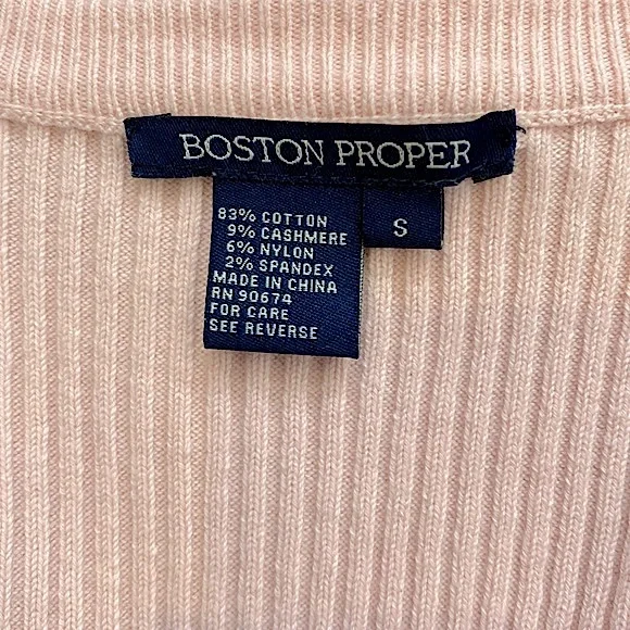 Boston Proper Baby Pink Ribbed Knit Short Sleeve Scoop Neck Chic Top Size Small - Picture 8 of 10